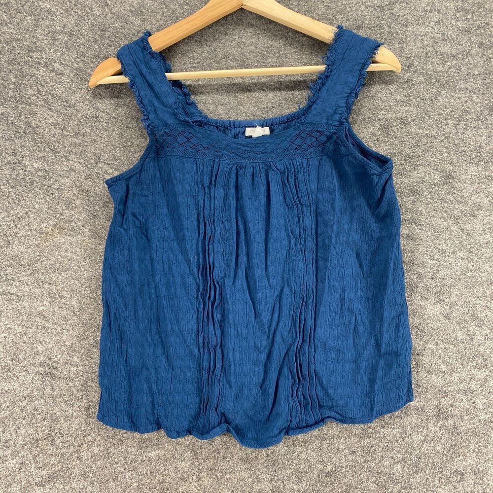 Maurices Blouse Women M Medium Blue Sleeveless Wide Strap Round Neck Rayon